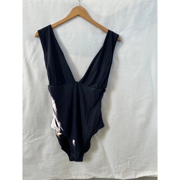 J. Crew One Piece Swimsuit Navy Blue Plunge Back Beachwear Swimwear Size 8 - Picture 3 of 8